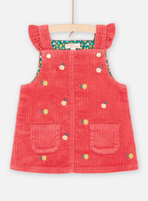 Vestido cranberry de alças com folhos para bebé menina SIDUROB2 / 23WG09P3ROBD304