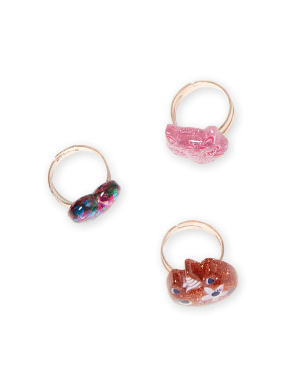 Pack de 3 anéis a condizer com purpurinas menina MYAJORING1 / 21WI01S2BAG953