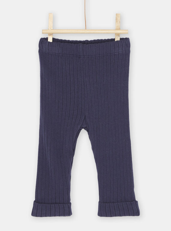 Leggings caneladas azul-marinho bebé menina SYIJOLEGCO4 / 23WI09B3CAL070