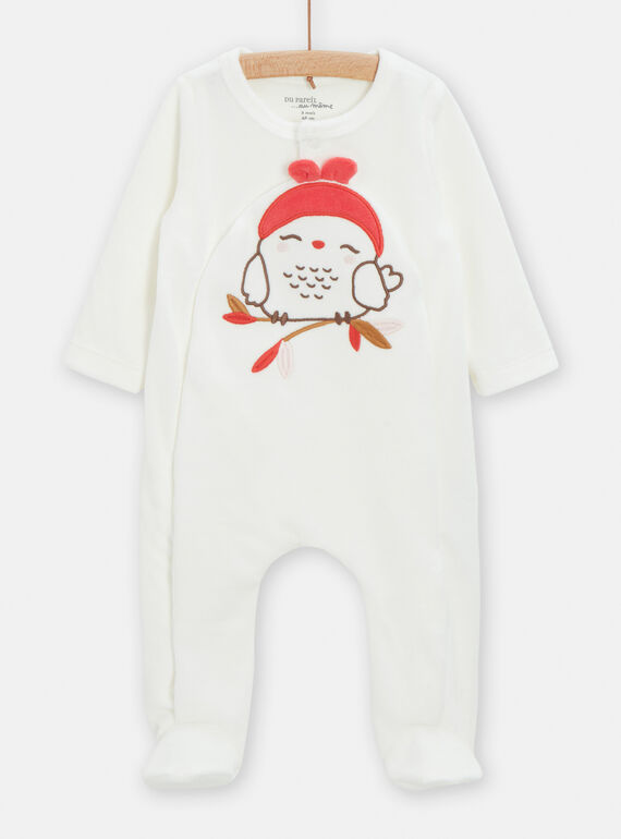 Babygro de mangas compridas esbranquiçado com padrão pardal TOU1GRE6 / 24SF03H3GREA001