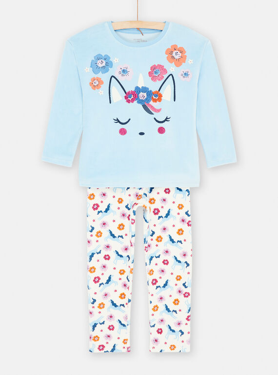 Pijama em veludo azul-pastel menina SEFAPYJBLO / 23WH1143PYJC236