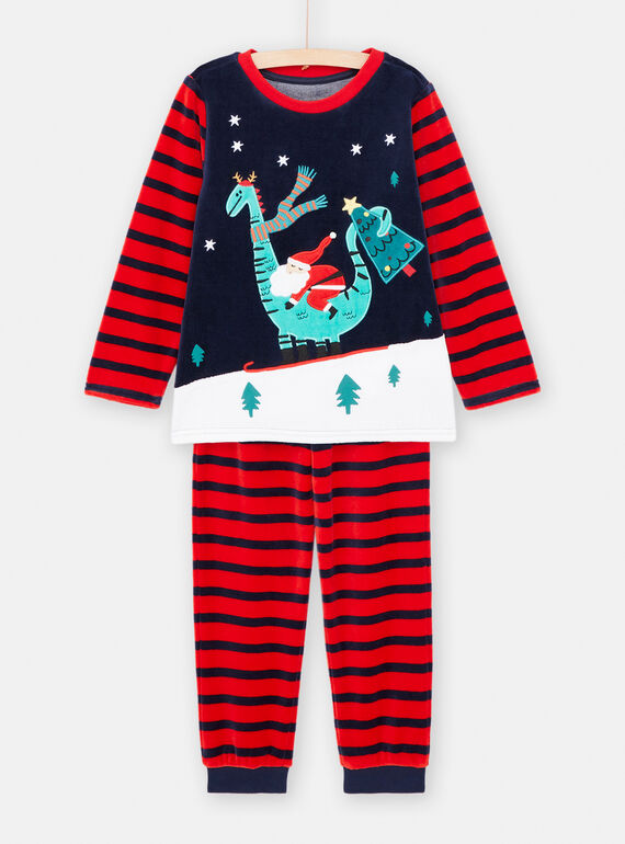 Pijama de Natal vermelho e azul-noite para menino SEGOPYJNO2 / 23WH12T2PYJ705