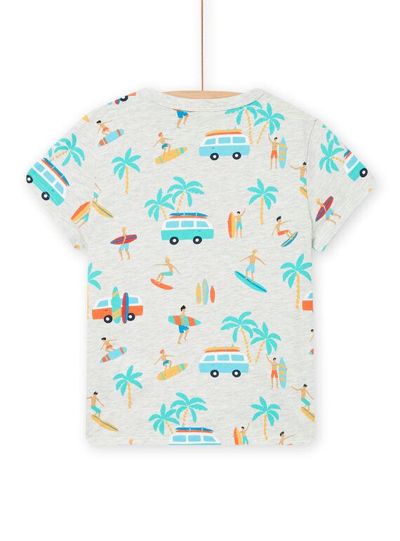 T-shirt de mangas curtas cinzento mesclado com estampado decorativo menino NOWATI1 / 22S902V1TMCJ920
