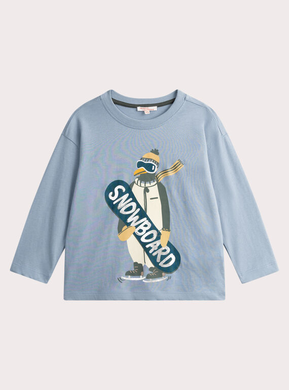 T-shirt azul-celeste com estampado de pinguim para menino VOPERTEE2 / 24W902R2TML706