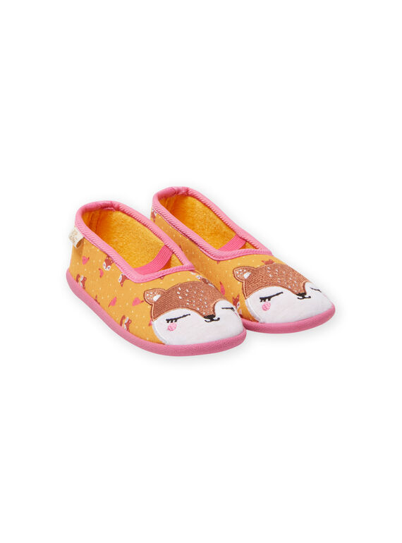 Pantufas amarelo padrão de raposa menina MAPANTREN / 21XK3531D07010