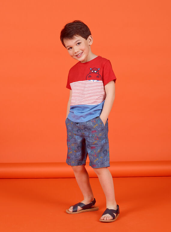 Bermudas de ganga azul-escuro criança menino LOVIBER3 / 21S902U3BER721
