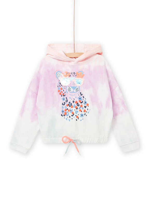 Sweat com capuz padrão leopardo com lantejoulas menina NAMOSWEA / 22S901N1SWED327