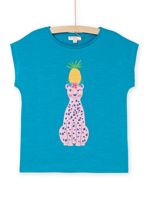 T-shirt turquesa com padrão leopardo RAJOTI10 / 23S90192TEEC217